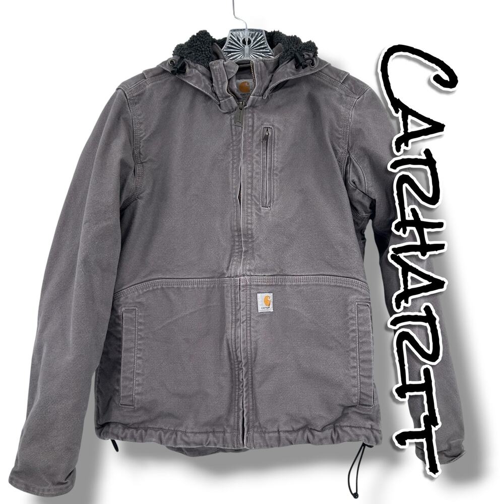 Carhartt Full Swing Caldwell Jacket Womens S Taupe Gray Sherpa Lined 102248